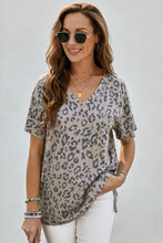 Load image into Gallery viewer, Leopard V-Neck Tee with Pocket