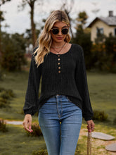 Load image into Gallery viewer, Round Neck Button-Down Long Sleeve Tee