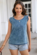 Load image into Gallery viewer, Acid Wash Round Neck Denim Tank