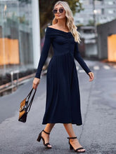 Load image into Gallery viewer, Ruched Off-Shoulder Midi Dress
