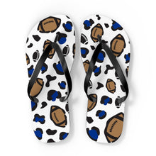 Load image into Gallery viewer, Football White and Blue Flip Flops