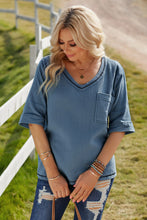 Load image into Gallery viewer, Textured V-Neck Half Sleeve Blouse