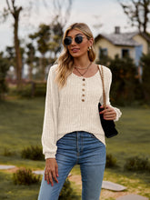 Load image into Gallery viewer, Round Neck Button-Down Long Sleeve Tee