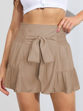 Load image into Gallery viewer, Smocked Tie-Front High-Rise Shorts