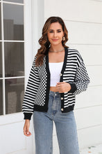 Load image into Gallery viewer, Button-Down Stripe & Plaid Contrast Pattern Cardigan