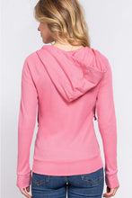 Load image into Gallery viewer, ACTIVE BASIC Waffle Knit Drawstring Zip Up Long Sleeve Hoodie