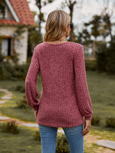 Load image into Gallery viewer, Round Neck Button-Down Long Sleeve Tee