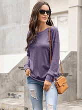 Load image into Gallery viewer, Quarter Button Dropped Shoulder Blouse