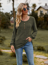 Load image into Gallery viewer, Round Neck Button-Down Long Sleeve Tee