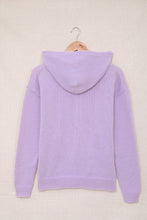 Load image into Gallery viewer, Lace Trim Half-Button Drawstring Knit Hoodie