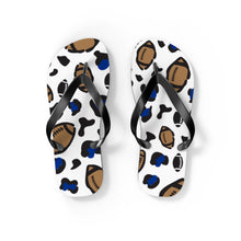 Load image into Gallery viewer, Football White and Blue Flip Flops