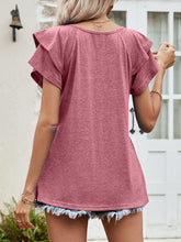 Load image into Gallery viewer, Layered Flutter Sleeve V-Neck Top