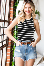 Load image into Gallery viewer, Striped Ribbed Round Neck Tank