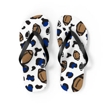 Load image into Gallery viewer, Football White and Blue Flip Flops