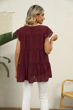 Load image into Gallery viewer, Swiss Dot Round Neck Tiered Blouse