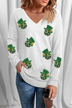 Load image into Gallery viewer, Sequin V-Neck Long Sleeve T-Shirt
