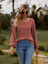 Load image into Gallery viewer, Round Neck Button-Down Long Sleeve Tee