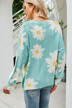 Load image into Gallery viewer, Daisy Print Openwork Round Neck Sweater