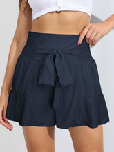 Load image into Gallery viewer, Smocked Tie-Front High-Rise Shorts
