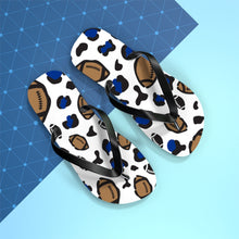Load image into Gallery viewer, Football White and Blue Flip Flops