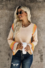 Load image into Gallery viewer, Striped Round Neck Long Sleeve Sweater