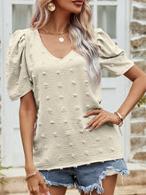 Load image into Gallery viewer, Swiss Dot Short Puff Sleeve Top