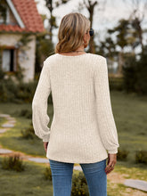 Load image into Gallery viewer, Round Neck Button-Down Long Sleeve Tee