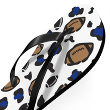 Load image into Gallery viewer, Football White and Blue Flip Flops