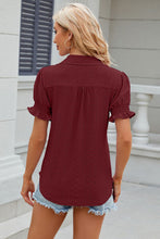 Load image into Gallery viewer, Eyelet Johnny Collar Short Sleeve Blouse