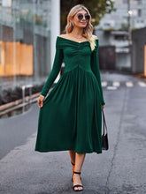 Load image into Gallery viewer, Ruched Off-Shoulder Midi Dress