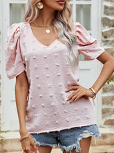 Load image into Gallery viewer, Swiss Dot Short Puff Sleeve Top