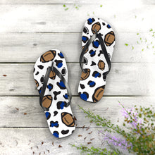 Load image into Gallery viewer, Football White and Blue Flip Flops