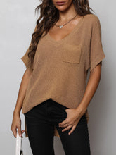 Load image into Gallery viewer, V-Neck Slit High-Low Knit Top
