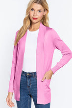 Load image into Gallery viewer, ACTIVE BASIC Ribbed Trim Open Front Cardigan