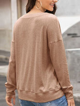 Load image into Gallery viewer, Quarter Button Dropped Shoulder Blouse