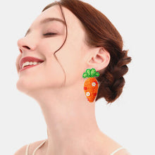 Load image into Gallery viewer, Stainless Steel Beaded Carrot Earrings