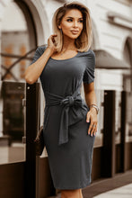 Load image into Gallery viewer, Tied Short Sleeve Scoop Neck T-Shirt Dress