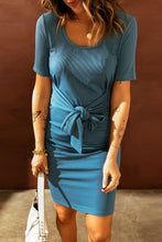 Load image into Gallery viewer, Tied Short Sleeve Scoop Neck T-Shirt Dress