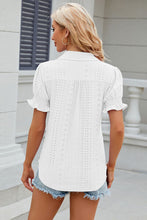 Load image into Gallery viewer, Eyelet Johnny Collar Short Sleeve Blouse