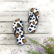Load image into Gallery viewer, Football White and Blue Flip Flops