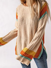 Load image into Gallery viewer, Striped Round Neck Long Sleeve Sweater
