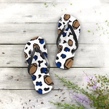 Load image into Gallery viewer, Football White and Blue Flip Flops