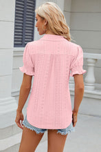 Load image into Gallery viewer, Eyelet Johnny Collar Short Sleeve Blouse
