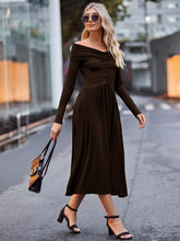 Load image into Gallery viewer, Ruched Off-Shoulder Midi Dress