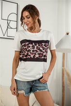 Load image into Gallery viewer, Leopard Color Block Side Slit Tee