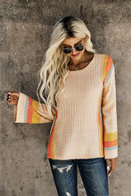 Load image into Gallery viewer, Striped Round Neck Long Sleeve Sweater