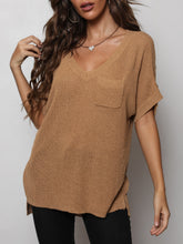 Load image into Gallery viewer, V-Neck Slit High-Low Knit Top