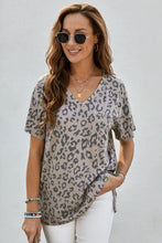 Load image into Gallery viewer, Leopard V-Neck Tee with Pocket