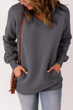 Load image into Gallery viewer, V-Neck Dropped Shoulder Sweatshirt