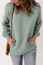 Load image into Gallery viewer, V-Neck Dropped Shoulder Sweatshirt